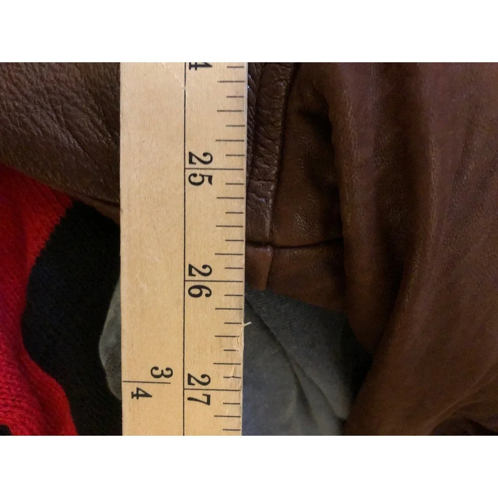 VTG Willis & Geiger‎ Leather Bomber Jacket Mens L Brown Plaid Lined Made in USA